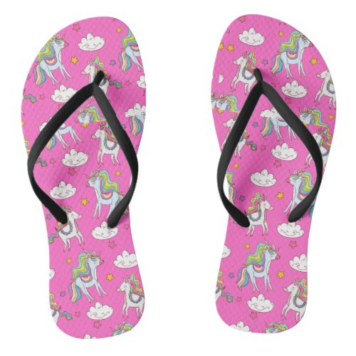 Pattern Funny Unicorn Cute   Flip Flops