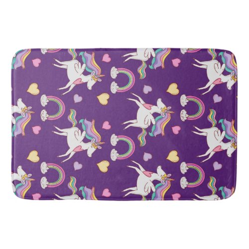 Pattern Funny Unicorn Magic Horse Cute   Bath Mat