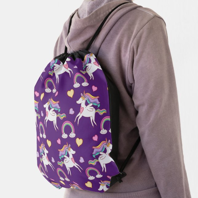 Pattern Funny Unicorn Magic Horse Cute     Drawstring Bag (Insitu)
