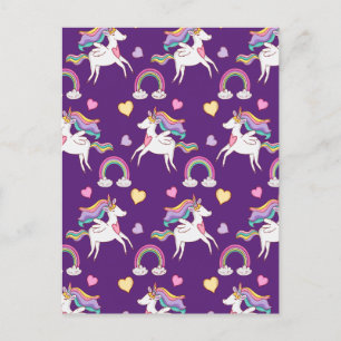 Pattern Funny Unicorn Magic Horse Cute Holiday Postcard