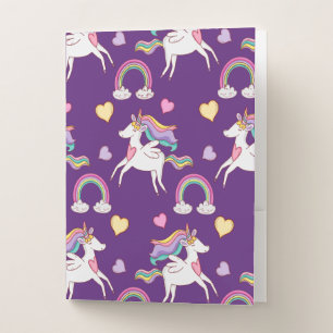 Pattern Funny Unicorn Magic Horse Cute    Pocket Folder