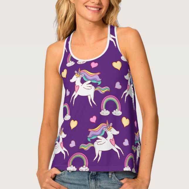 Pattern Funny Unicorn Magic Horse Cute   Tank Top (Front)