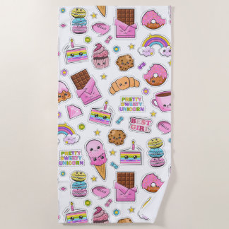 Pattern Funny Unicorn Magic Rainbow Cute   Beach Towel