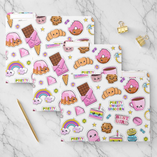Pattern Funny Unicorn Magic Rainbow Cute      File Folder (Set)