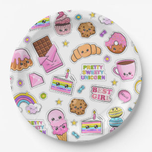 Pattern Funny Unicorn Magic Rainbow Cute Paper Plates