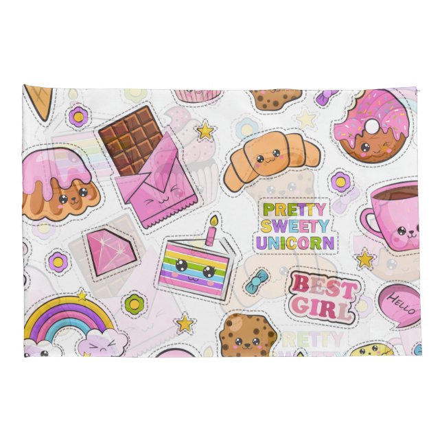 Pattern Funny Unicorn Magic Rainbow Cute   Pillow Case (Back-Right)