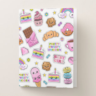 Pattern Funny Unicorn Magic Rainbow Cute      Pocket Folder