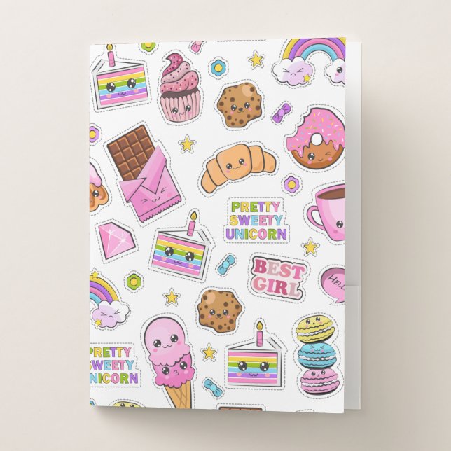 Pattern Funny Unicorn Magic Rainbow Cute      Pocket Folder (Front)