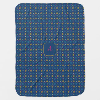 Pattern geometric blue yellow orange red initial baby blanket