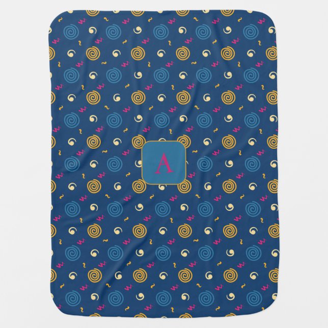 Pattern  geometric dark  blue yellow orange red baby blanket (Front)