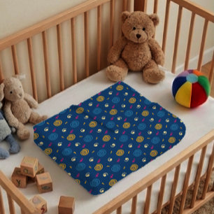 Pattern geometric dark blue yellow orange red baby blanket