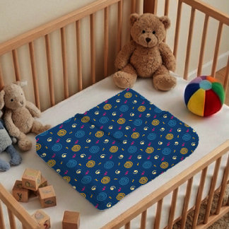 Pattern  geometric dark  blue yellow orange red baby blanket