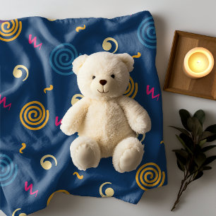 Pattern  geometric dark  blue yellow orange red baby blanket