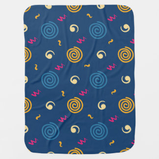 Pattern  geometric dark  blue yellow orange red baby blanket