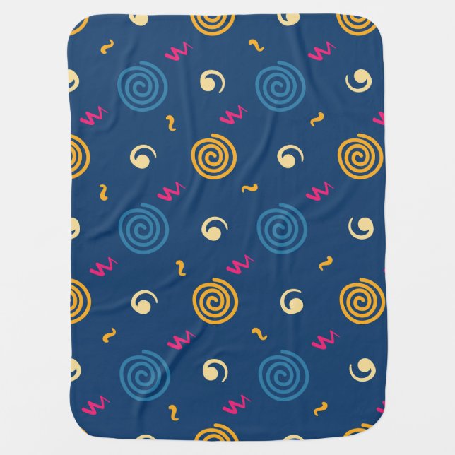 Pattern  geometric dark  blue yellow orange red baby blanket (Front)