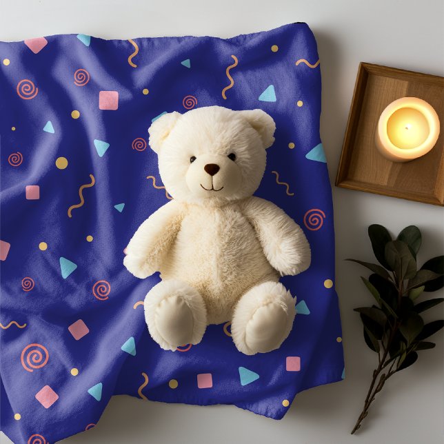 Pattern geometric yellow orange blue elegant baby blanket (Creator Uploaded)