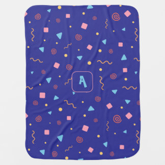 Pattern geometric yellow orange blue elegant baby blanket