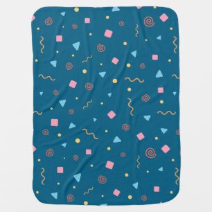 Pattern geometric yellow orange teal blue baby blanket