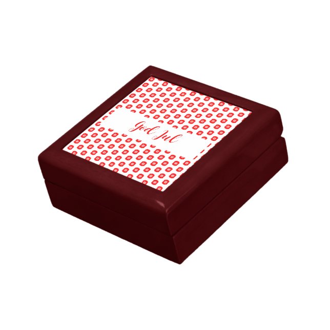 Pattern God Jul Merry Christmas Holiday Gift Box (Side)