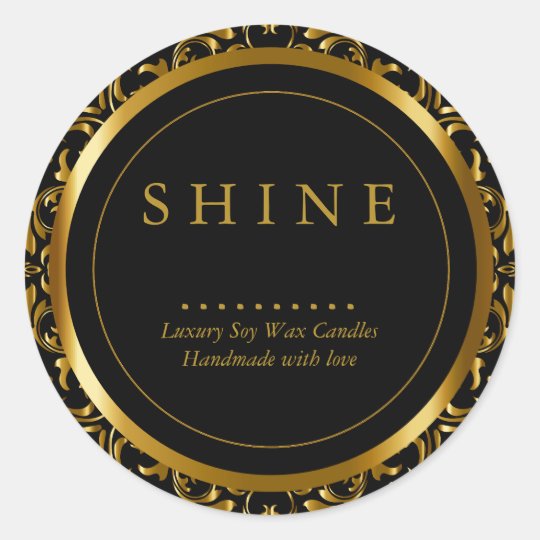 Pattern Gold and Black Frame Classic Round Sticker