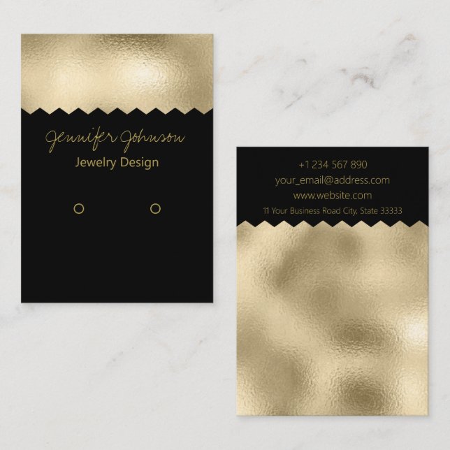 Pattern Gold Foil Earring Holder Display Card (Front/Back)