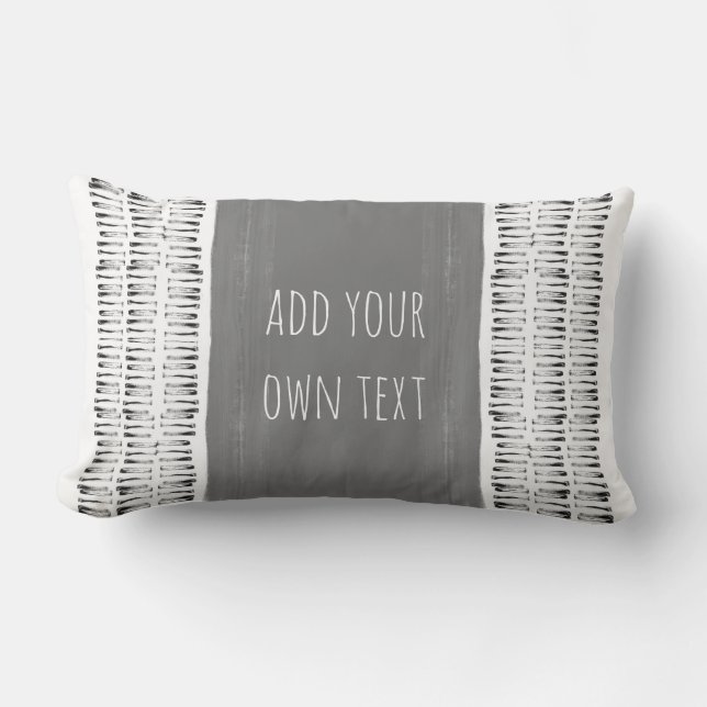  pattern gray and  white distressed add  text  lumbar pillow (Front)