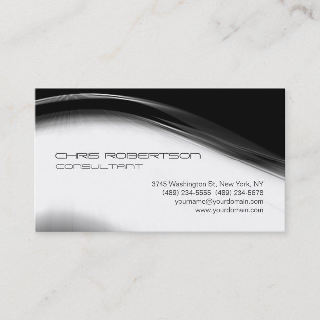 Pattern Gray White Attractive Business Card (Front)