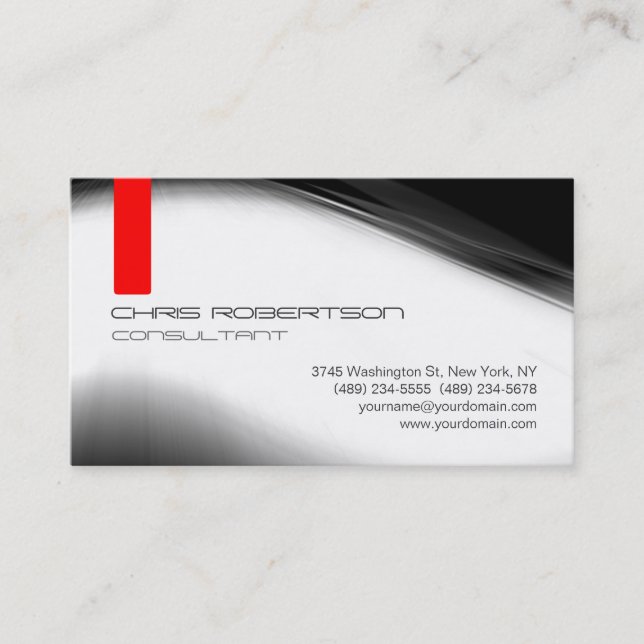 Pattern Gray White Red Attractive Business Card (Front)