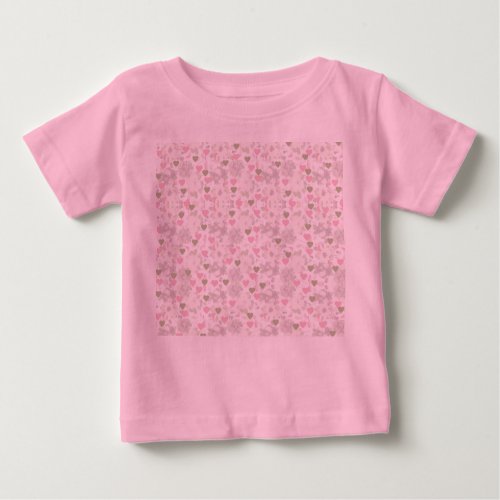  pattern  green and pink hearts and white roses baby T_Shirt