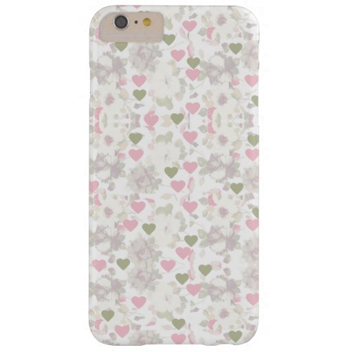 pattern  green and pink hearts and white roses barely there iPhone 6 plus case