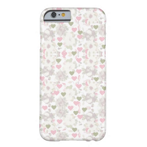 pattern  green and pink hearts and white roses barely there iPhone 6 case
