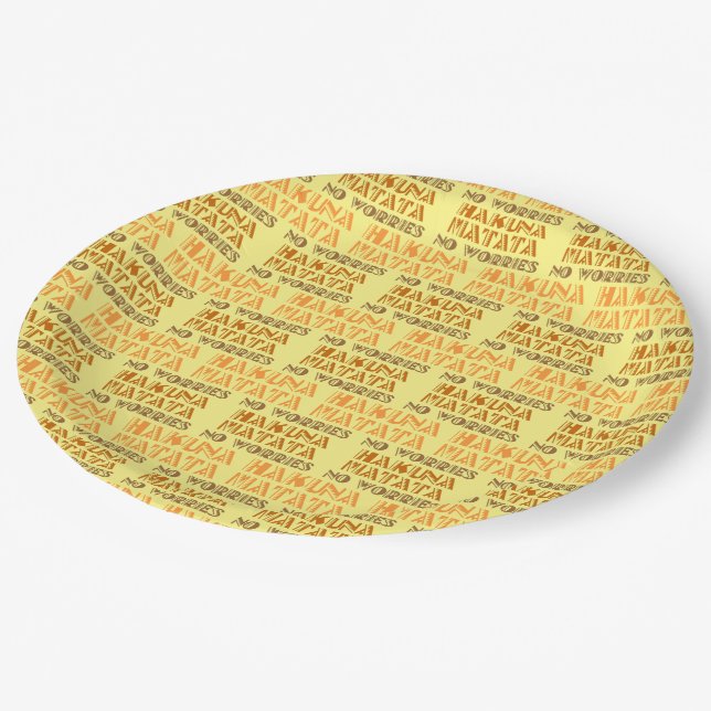 Pattern Hakuna Matata, No Worries in Swahili Paper Plates (Angled)