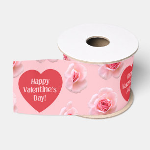 Pattern Happy Valentine`s Day 2023 Background Grosgrain Ribbon