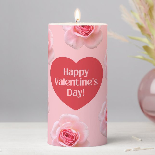 Pattern Happy Valentine`s Day 2023 Background      Pillar Candle (In Situ)
