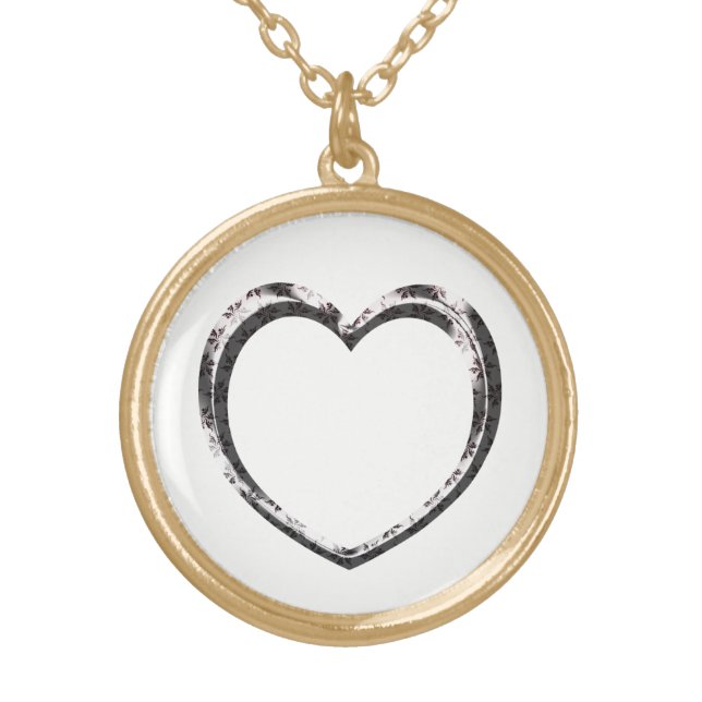 Pattern Heart Custom  Gold Plated Necklace (Front)