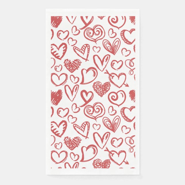 Pattern Heart Love Romance Valentine's Day Wedding Paper Guest Towels (Front)
