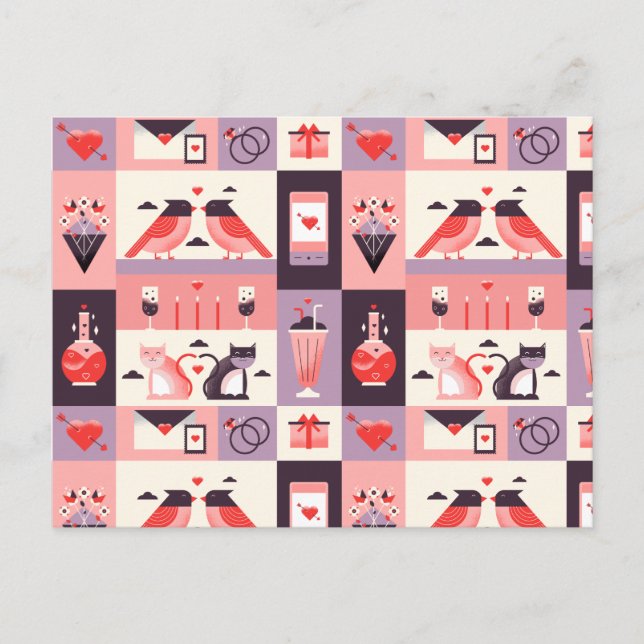 Pattern Heart Love Romance Valentine's Day Wedding Postcard (Front)