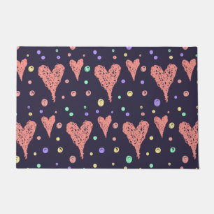 Pattern Hearts Colorful Girly Modern Cute  Doormat