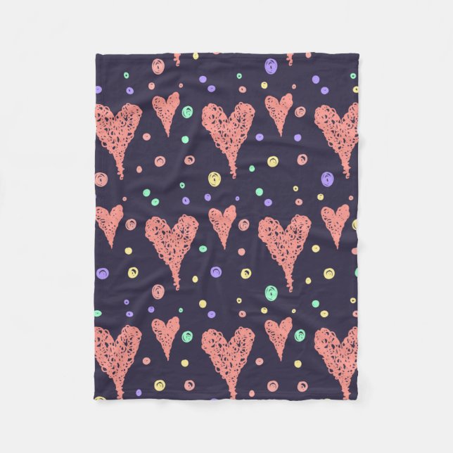 Pattern Hearts Colorful Girly Modern Cute       Fleece Blanket (Front)
