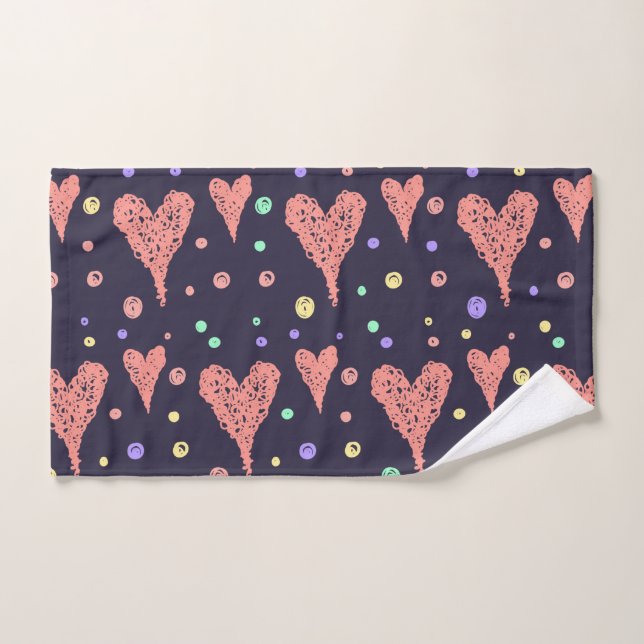 Pattern Hearts Colorful Girly Modern Cute    Hand Towel (Hand Towel)