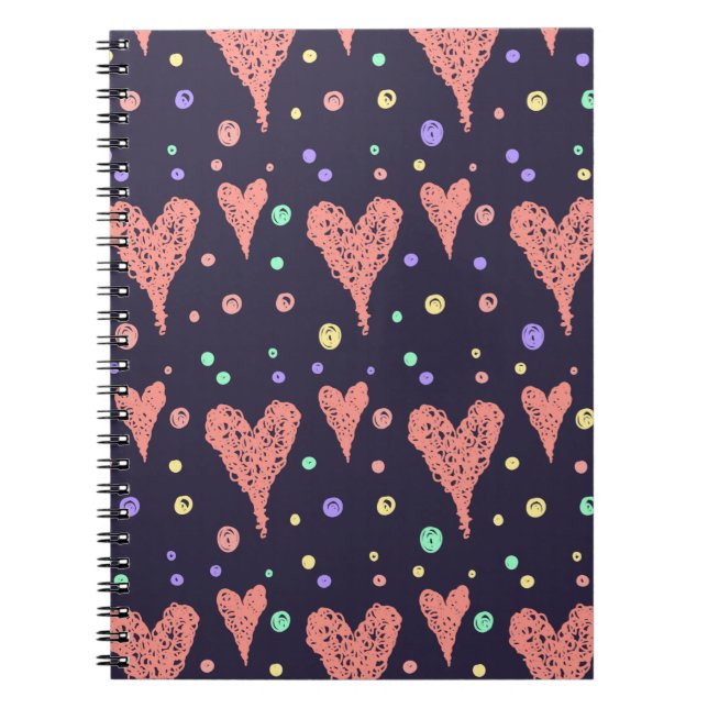 Pattern Hearts Colorful Girly Modern Cute    Notebook (Front)