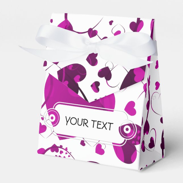 Pattern - Hearts for love pink white + your text Favor Boxes (Front Side)