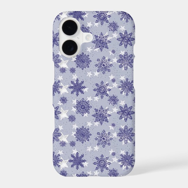 Pattern Holiday Blue Snowflake Winter Chic Case-Mate iPhone Case (Back)