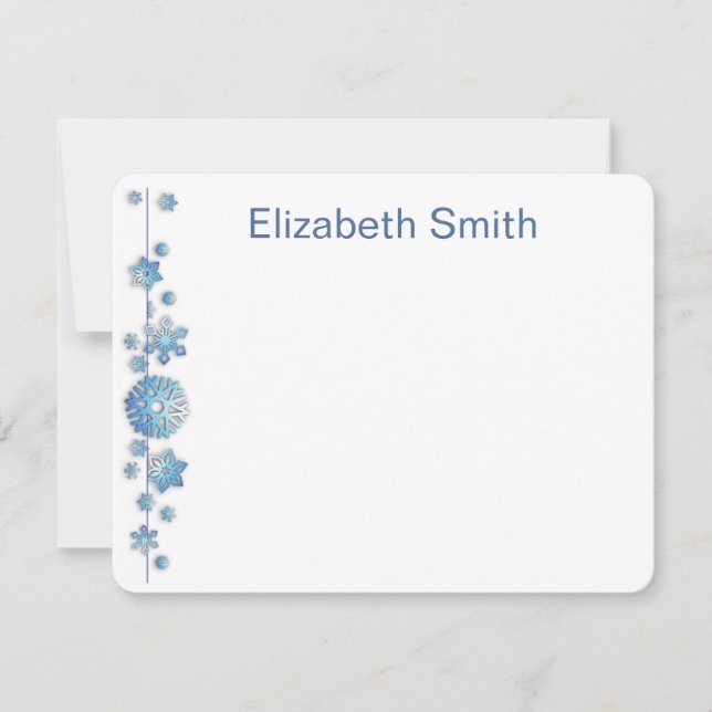 Pattern Holiday Blue Snowflake Winter Chic Note Card (Front)