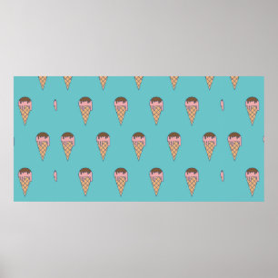 Pattern Ice cream on Pastel colour background, vin Poster