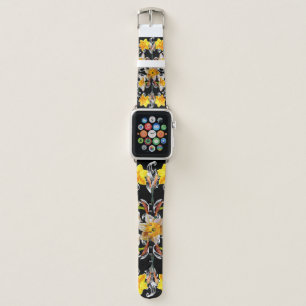 Pattern in baroque style with flowers narcissus on apple watch band