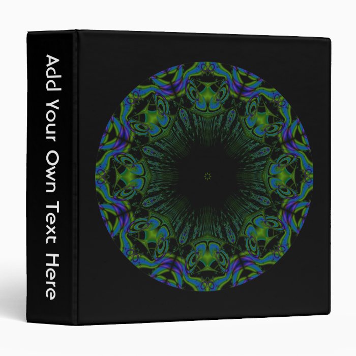 Pattern in Black and Peacock Colors. 3 Ring Binder