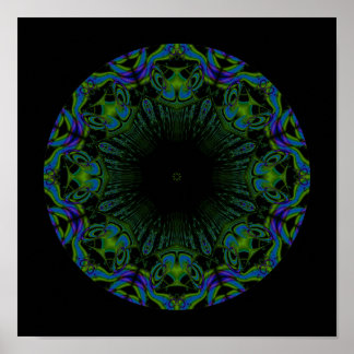Pattern in Black and Peacock Colors. Poster