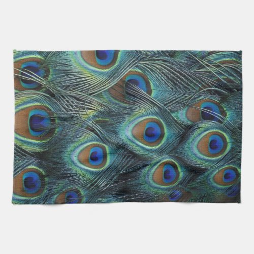 Pattern in male peacock feathers kitchen towel