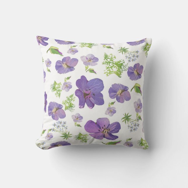 pattern in the style of provence lilac flowers throw pillow (Front)